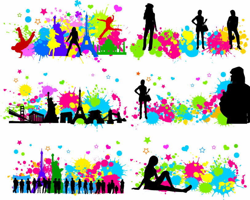 free vector Free Colorful InkBlot of City Silhouette Vector Graphics